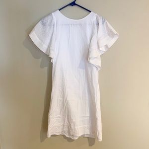 J.crew white flutter sleeve dress with dots